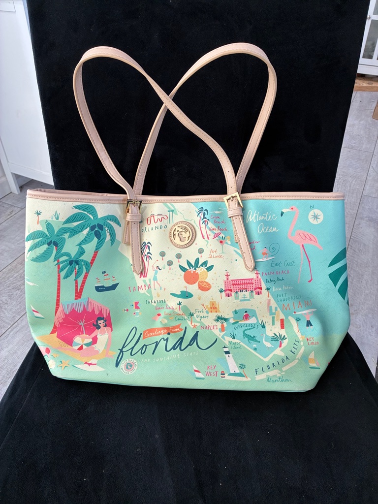Rare Spartina 449 Florida Map Tote Bag In Mint And Cream